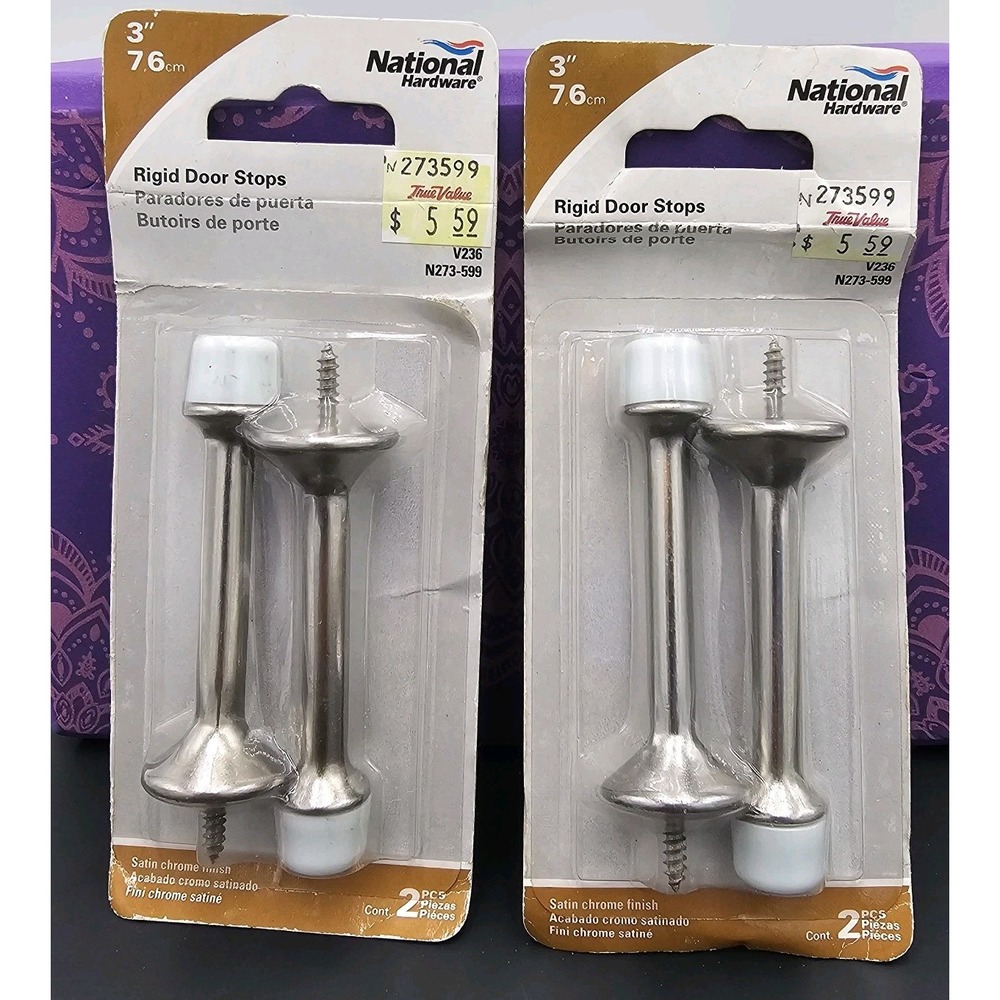 3" Die-Cast Zinc Satin Chrome Rubber Tip Door Stops Rigid National Hardware
